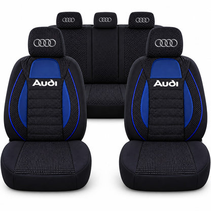 Set huse scaune Racing albastru cu negru cu logo Audi