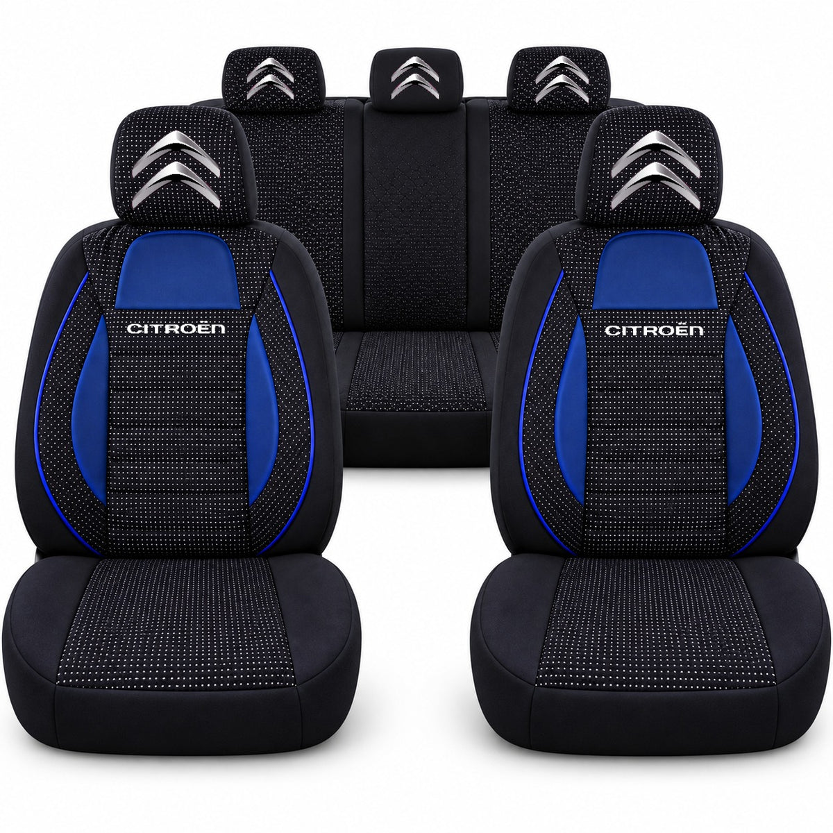 Set huse scaune Racing albastru cu negru cu logo Citroen