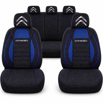 Set huse scaune Racing albastru cu negru cu logo Citroen