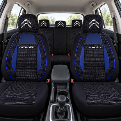 Set huse scaune Racing albastru cu negru cu logo Citroen