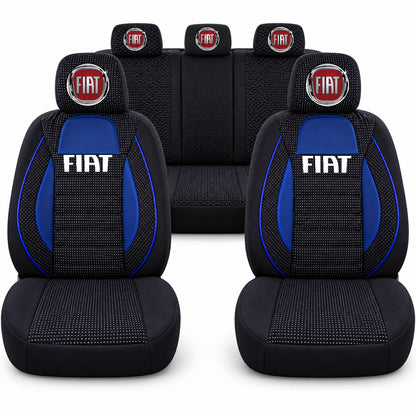 Set huse scaune Racing albastru cu negru cu logo Fiat