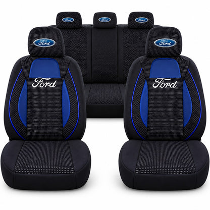 Set huse scaune Racing albastru cu negru cu logo Ford