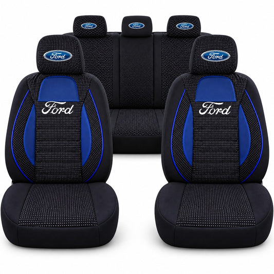 Set huse scaune Racing albastru cu negru cu logo Ford