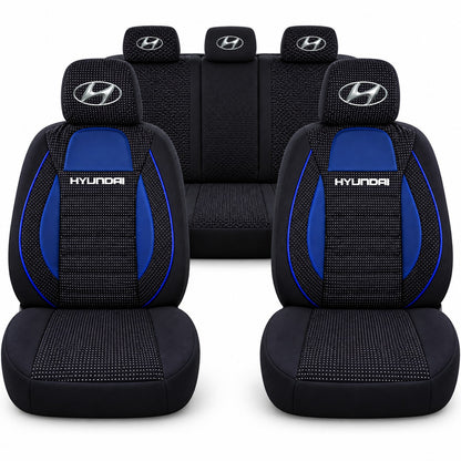 Set huse scaune Racing albastru cu negru cu logo Hyundai