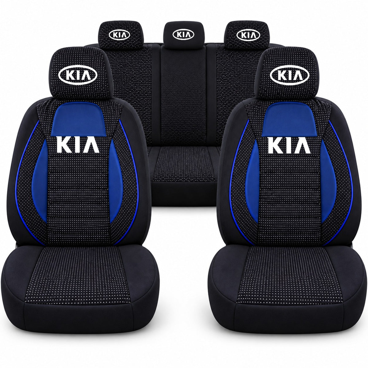 Set huse scaune Racing albastru cu negru cu logo Kia
