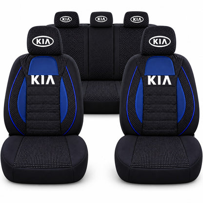 Set huse scaune Racing albastru cu negru cu logo Kia