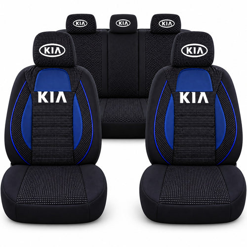 Set huse scaune Racing albastru cu negru cu logo Kia