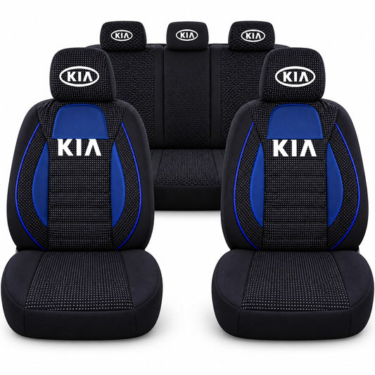 Set huse scaune Racing albastru cu negru cu logo Kia