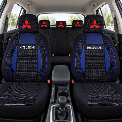 Set huse scaune Racing albastru cu negru cu logo Mitsubishi