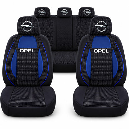 Set huse scaune Racing albastru cu negru cu logo Opel