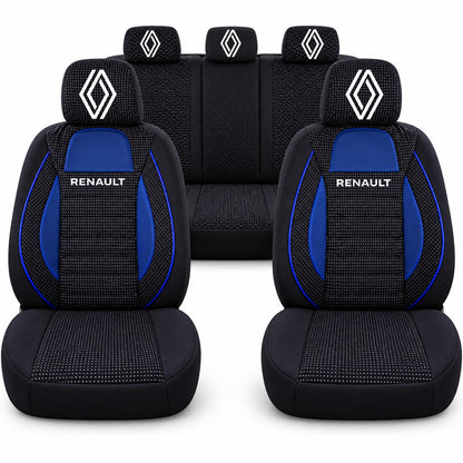 Set huse scaune Racing albastru cu negru cu logo Renault Nou