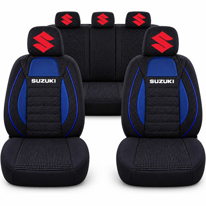Set huse scaune Racing albastru cu negru cu logo Suzuki