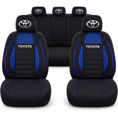 Set huse scaune Racing albastru cu negru cu logo Toyota