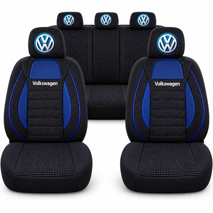 Set huse scaune Racing albastru cu negru cu logo Volkswagen