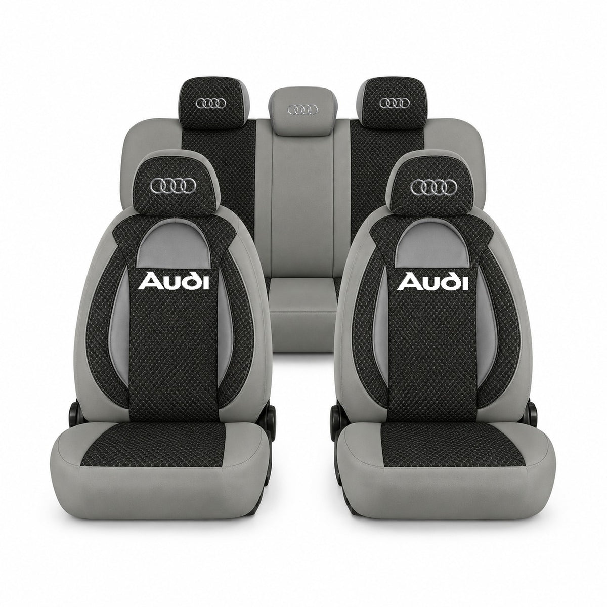 Set huse scaune Racing gri cu negru cu logo Audi