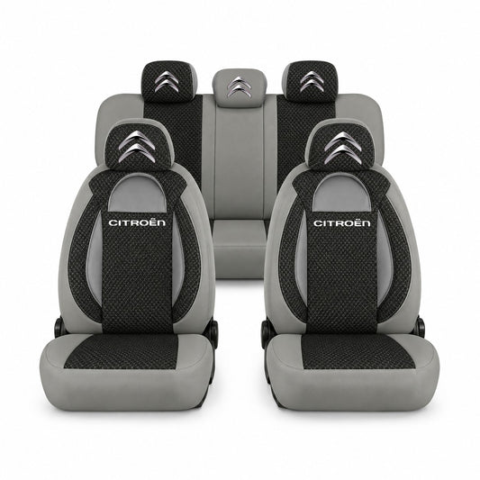 Set huse scaune Racing gri cu negru cu logo Citroen