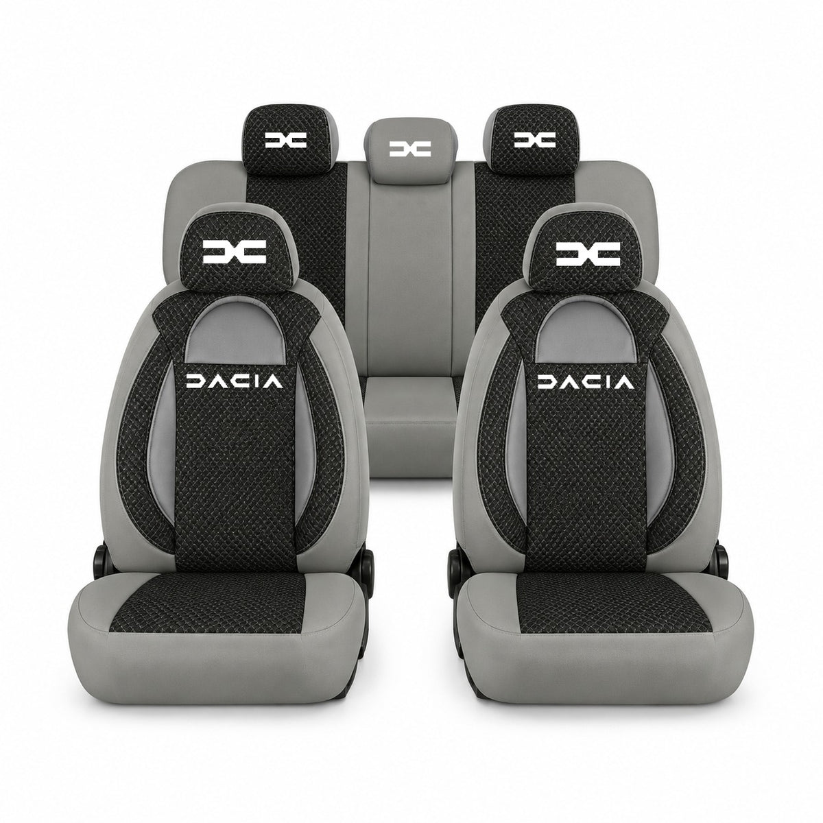 Set huse scaune Racing gri cu negru cu logo Dacia Nou