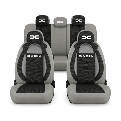 Set huse scaune Racing gri cu negru cu logo Dacia Nou