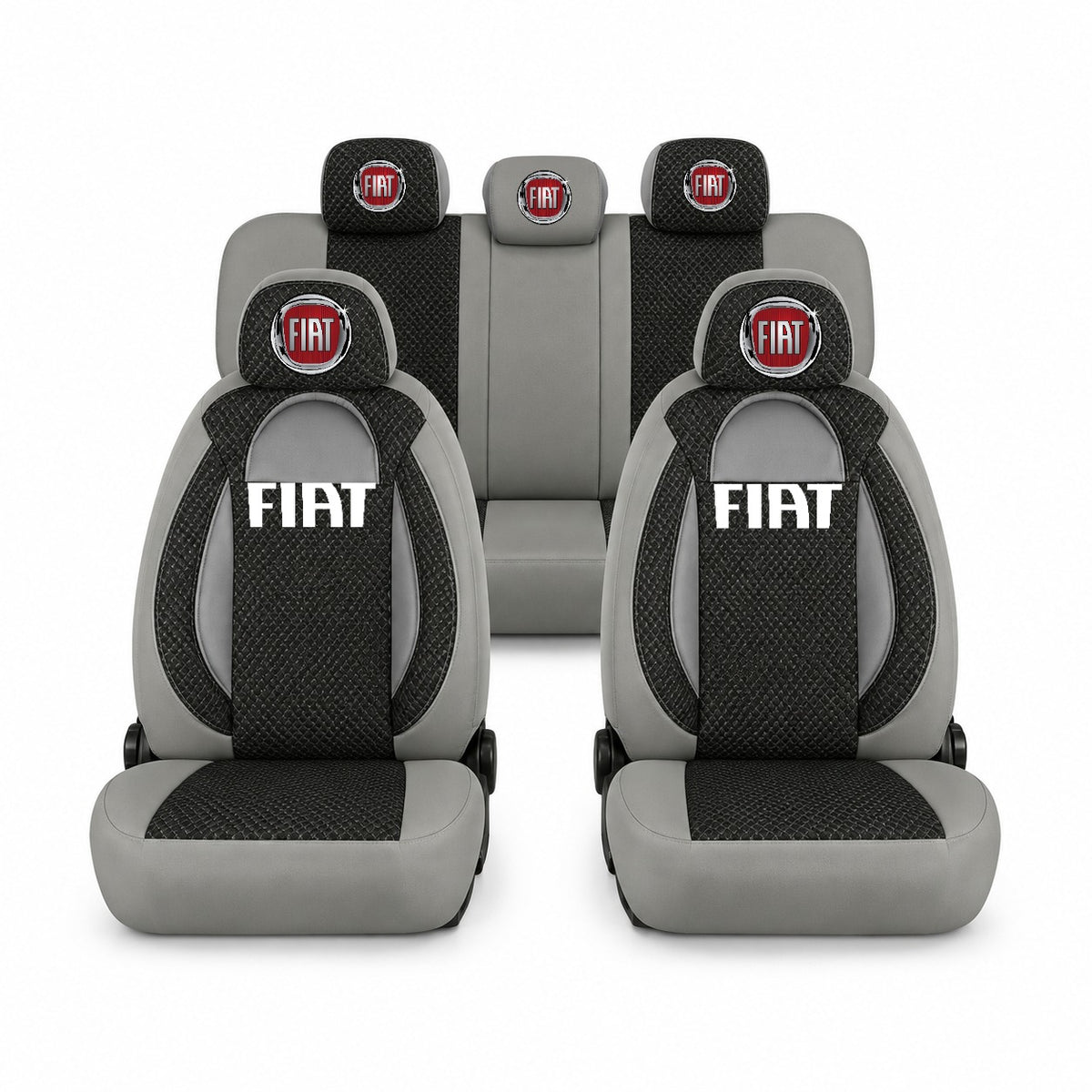 Set huse scaune Racing gri cu negru cu logo Fiat