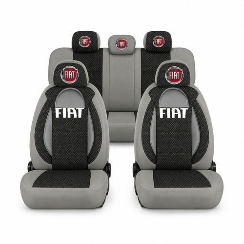 Set huse scaune Racing gri cu negru cu logo Fiat