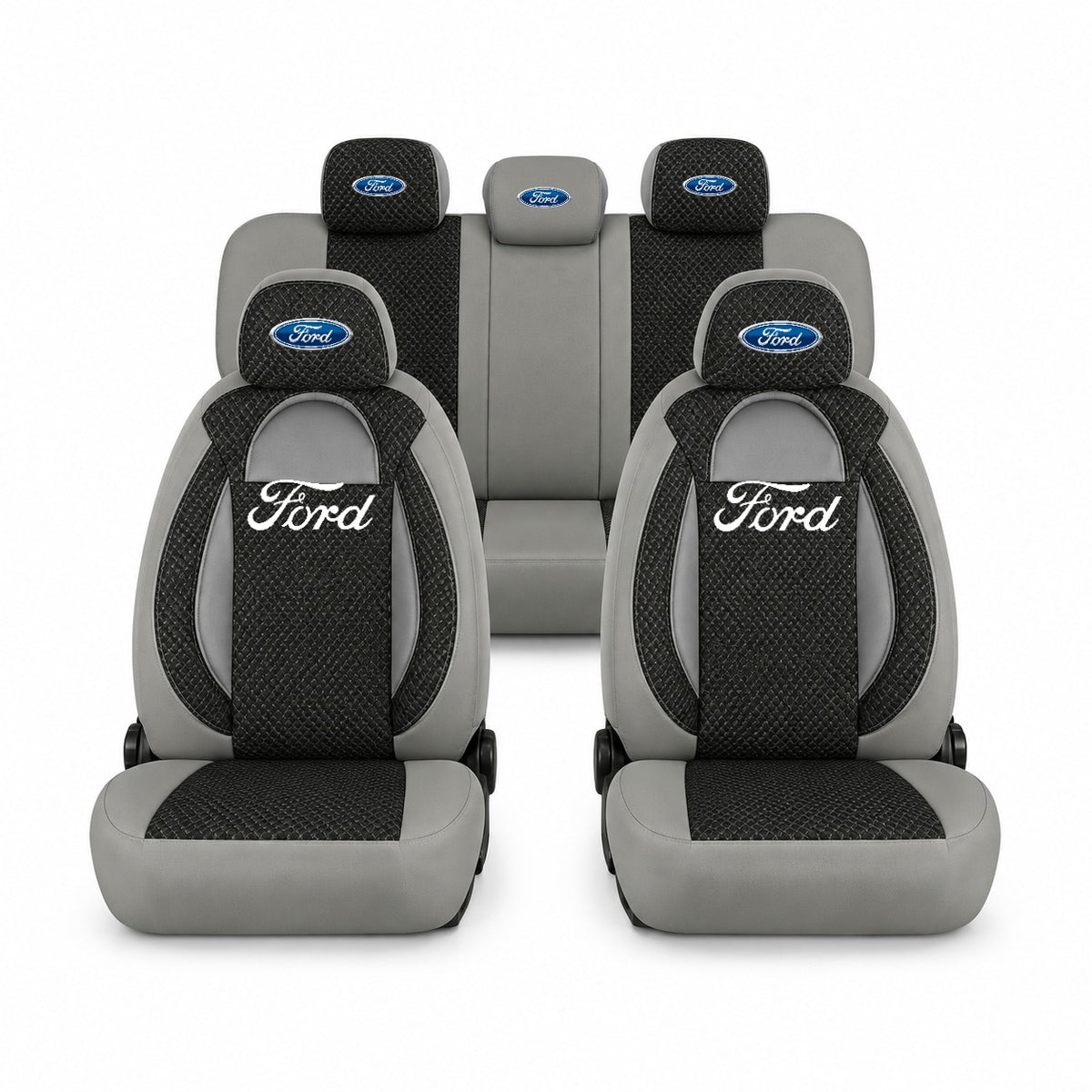 Set huse scaune Racing gri cu negru cu logo Ford