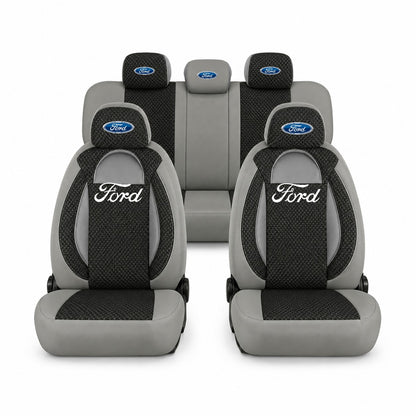Set huse scaune Racing gri cu negru cu logo Ford