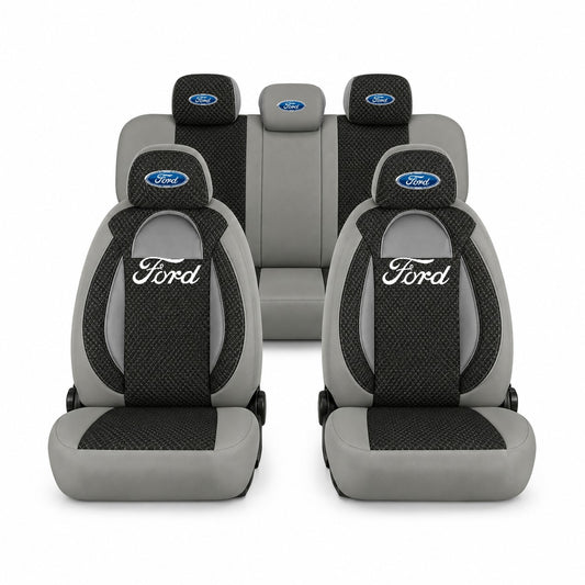 Set huse scaune Racing gri cu negru cu logo Ford