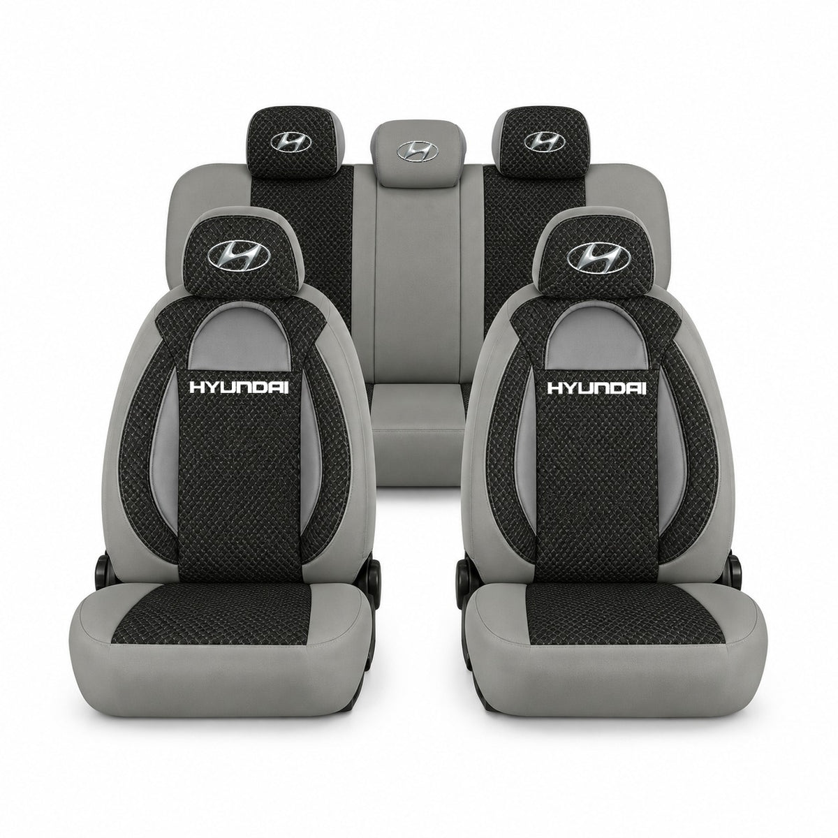 Set huse scaune Racing gri cu negru cu logo Hyundai
