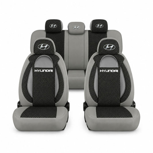 Set huse scaune Racing gri cu negru cu logo Hyundai