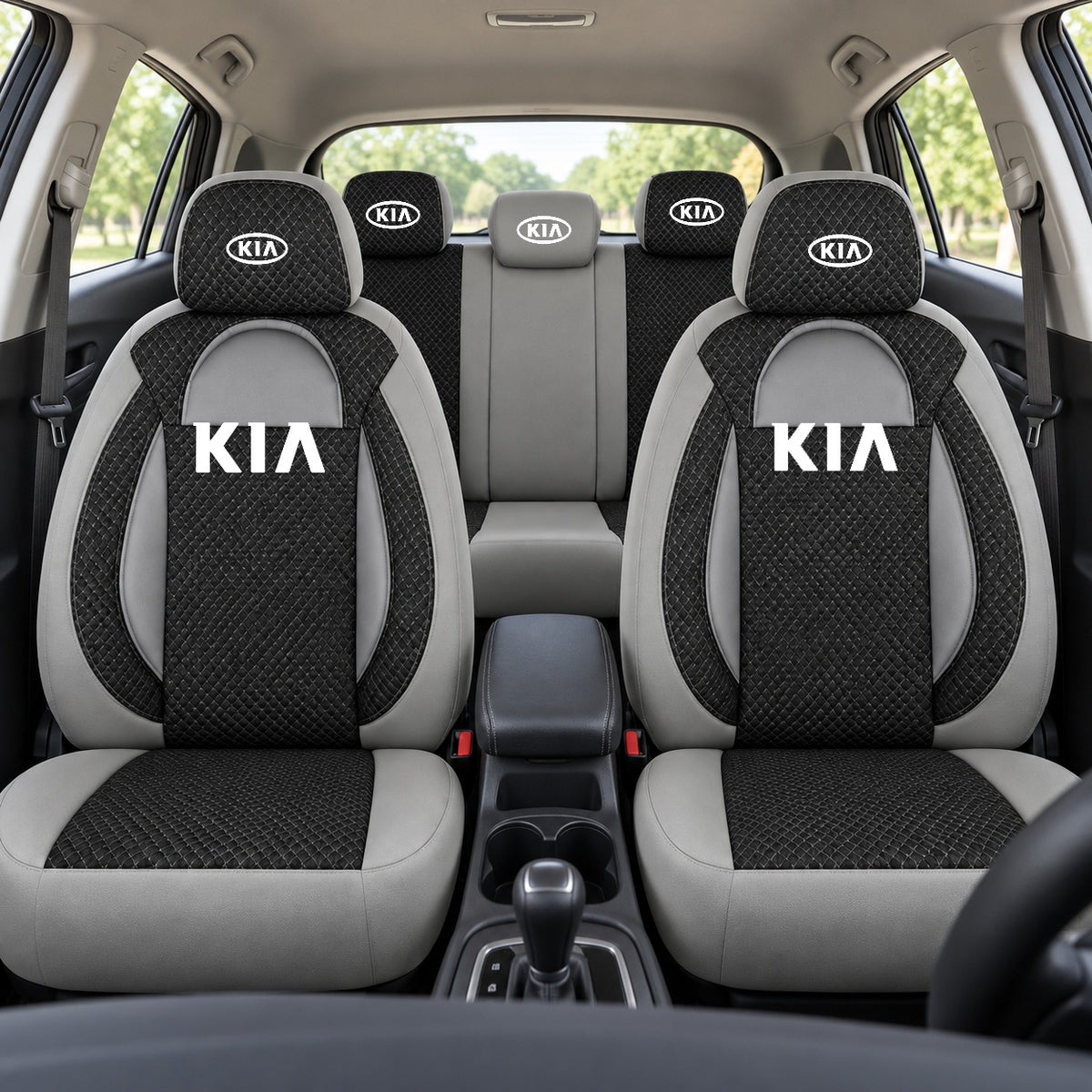 Set huse scaune Racing gri cu negru cu logo Kia