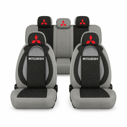Set huse scaune Racing gri cu negru cu logo Mitsubishi