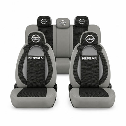 Set huse scaune Racing gri cu negru cu logo Nissan