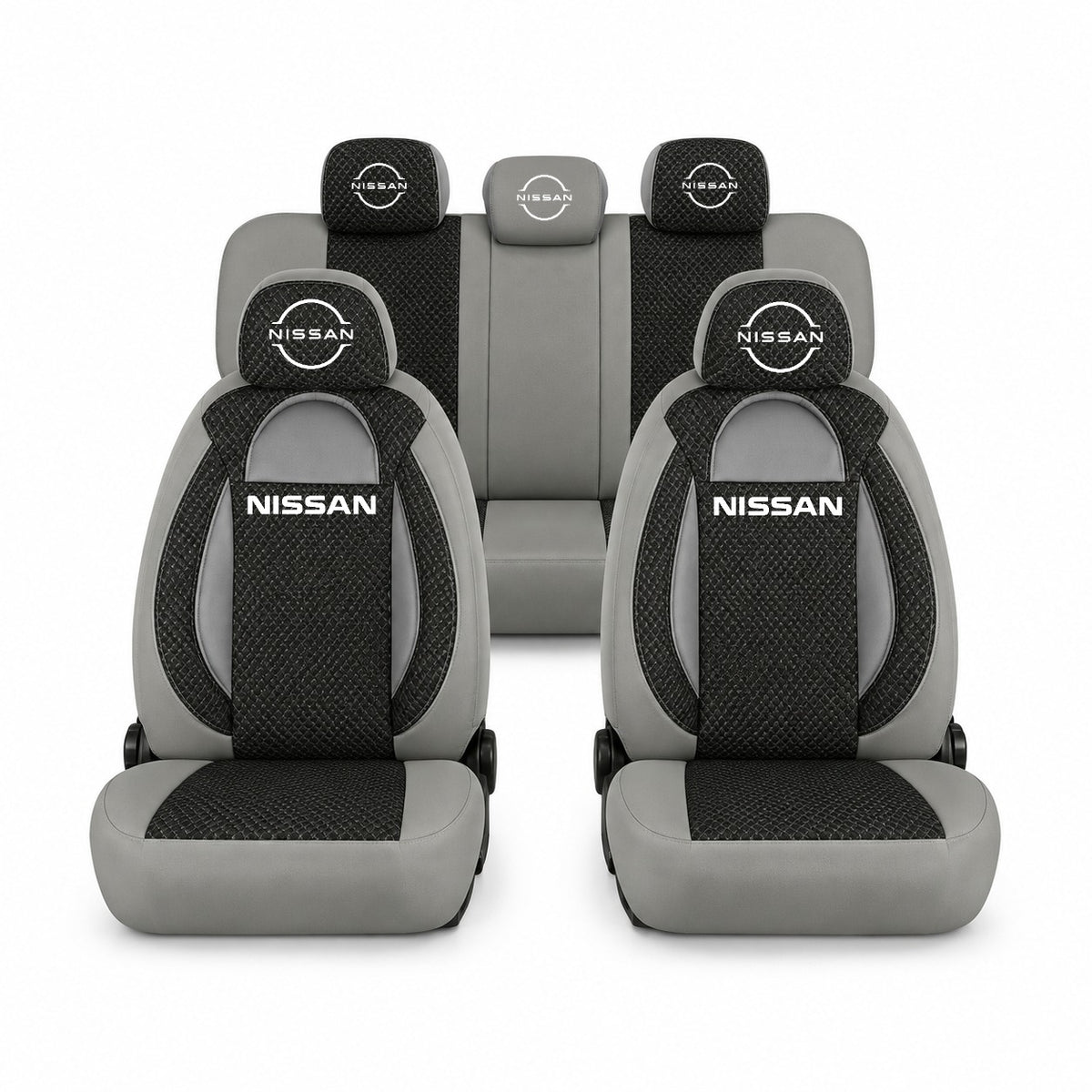 Set huse scaune Racing gri cu negru cu logo Nissan Nou