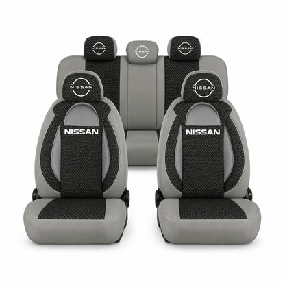 Set huse scaune Racing gri cu negru cu logo Nissan Nou