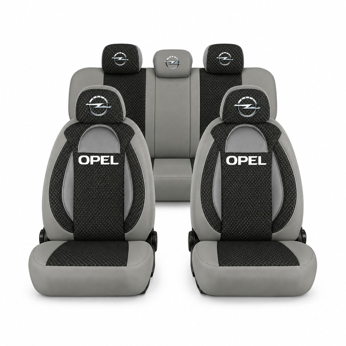 Set huse scaune Racing gri cu negru cu logo Opel