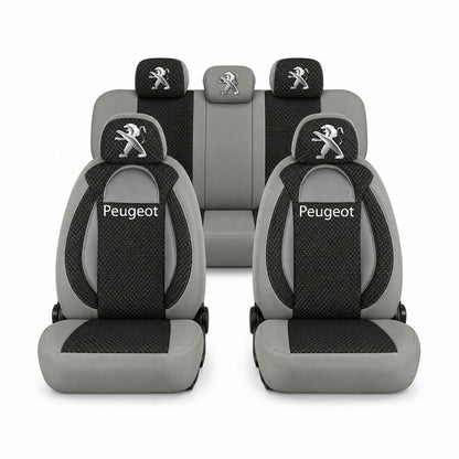 Set huse scaune Racing gri cu negru cu logo Peugeot