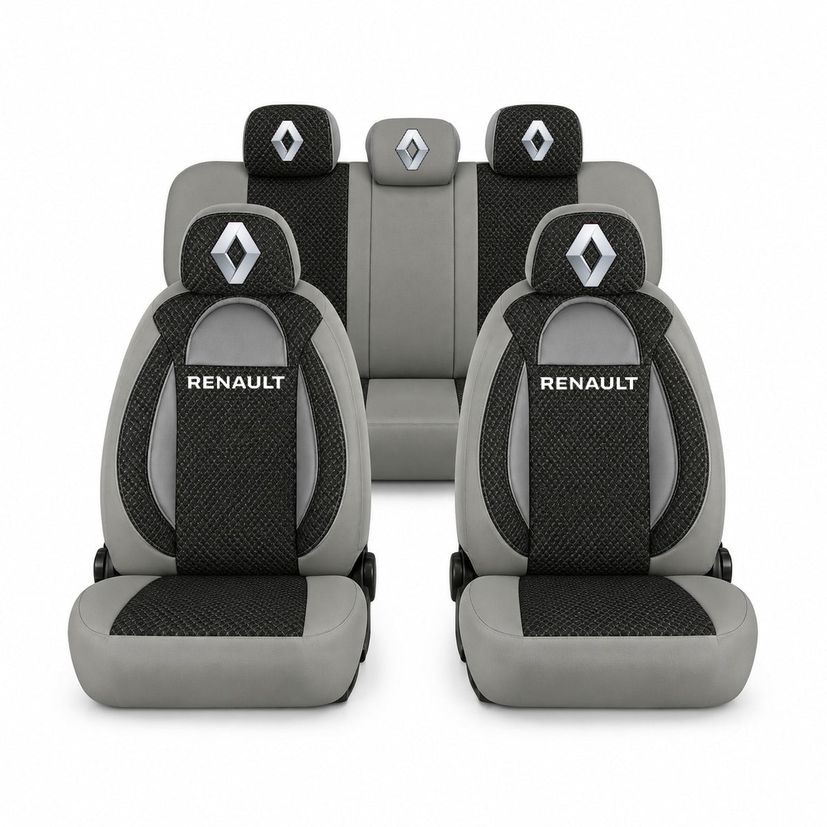 Set huse scaune Racing gri cu negru cu logo Renault