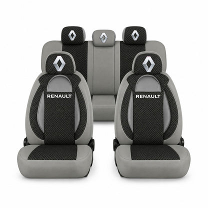 Set huse scaune Racing gri cu negru cu logo Renault
