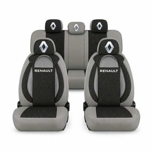 Set huse scaune Racing gri cu negru cu logo Renault