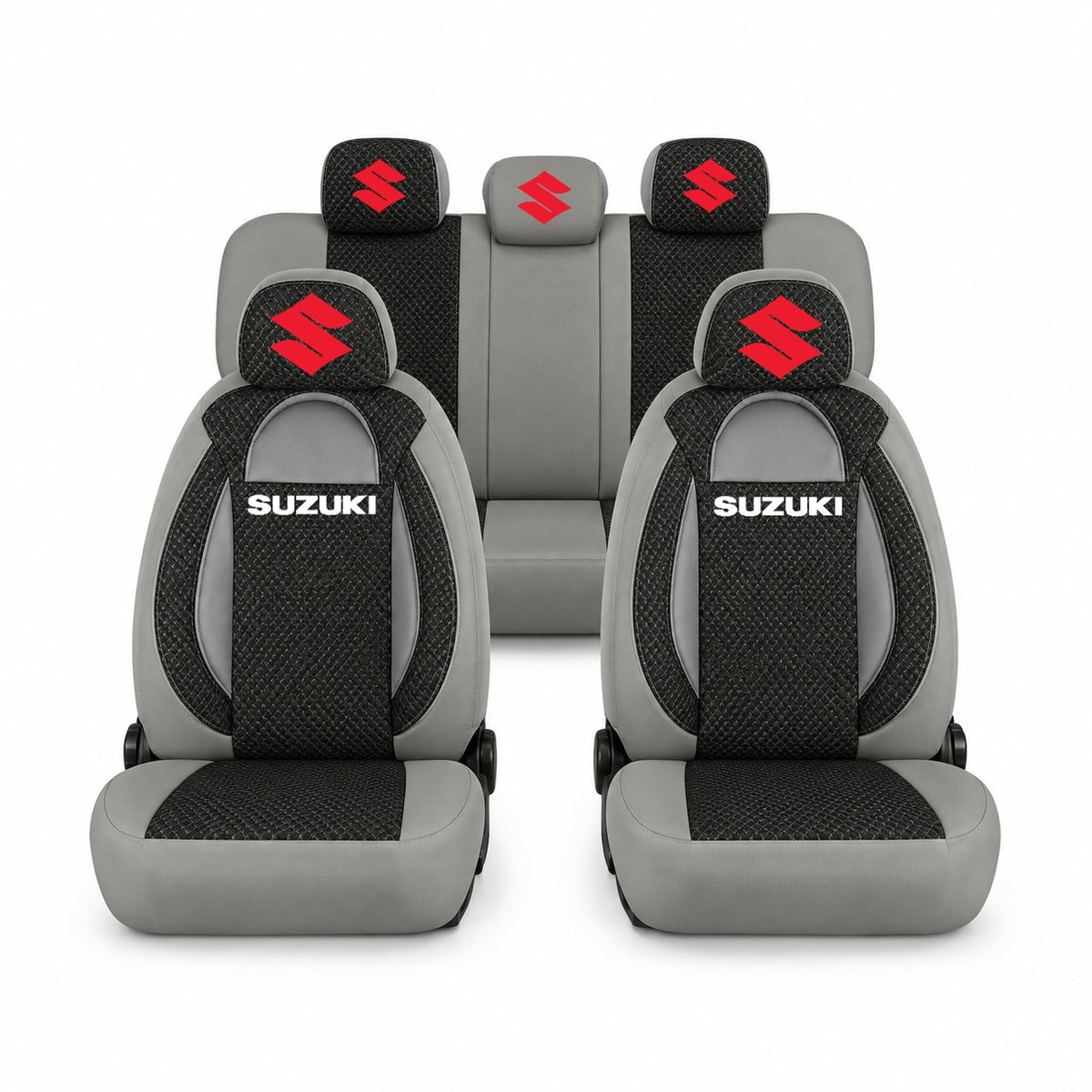 Set huse scaune Racing gri cu negru cu logo Suzuki