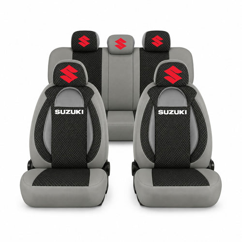 Set huse scaune Racing gri cu negru cu logo Suzuki