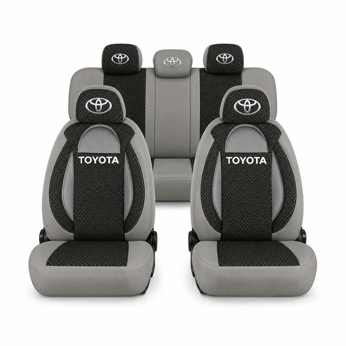 Set huse scaune Racing gri cu negru cu logo Toyota