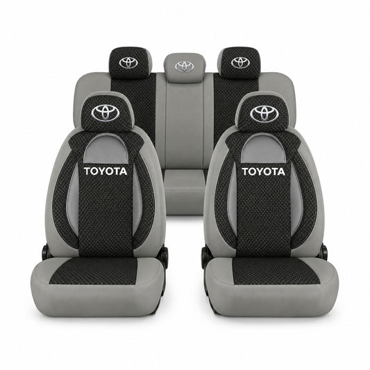 Set huse scaune Racing gri cu negru cu logo Toyota