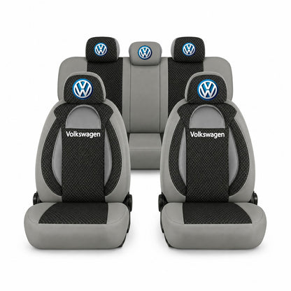 Set huse scaune Racing gri cu negru cu logo Volkswagen