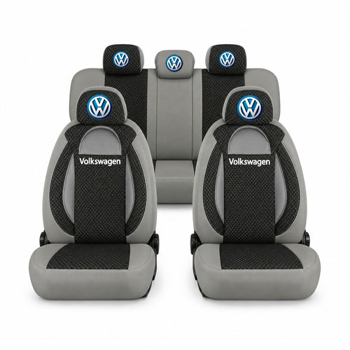 Set huse scaune Racing gri cu negru cu logo Volkswagen