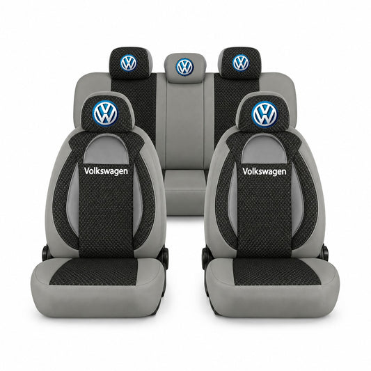 Set huse scaune Racing gri cu negru cu logo Volkswagen