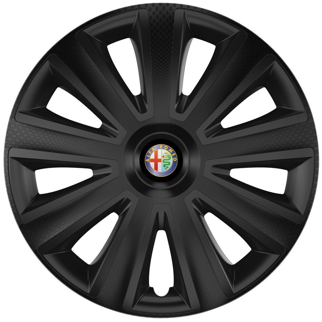 Set 4 capace roti 15 inchi (R15) compatibile ALFA ROMEO, Model Aviator Negru