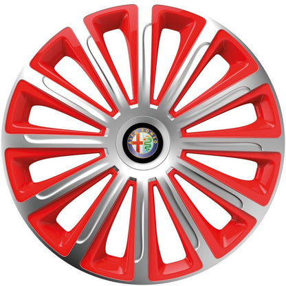 Set 4 capace roti 15 inchi (R15) compatibile ALFA ROMEO, Model Trend Argintiu-Rosu