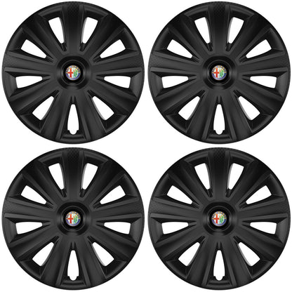 Set 4 capace roti 15 inchi (R15) compatibile ALFA ROMEO, Model Aviator Negru