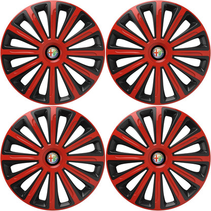 Set 4 capace roti 16 inchi (R16) compatibile ALFA ROMEO, Model Trend Rosu-Negru